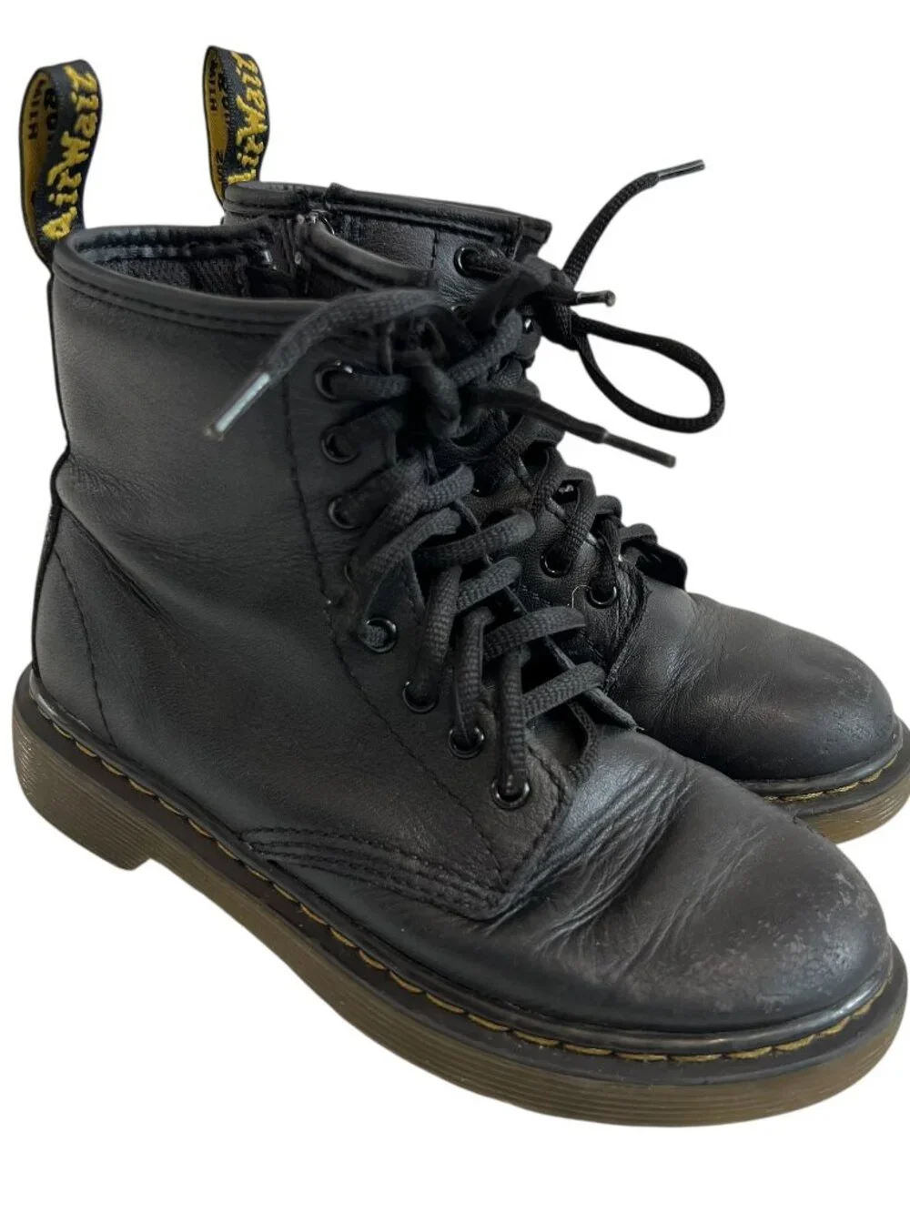 Dr Martens Boots 1460 J black leather zip up kids size 1 combat docs